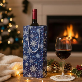 Sacola Para Vinho Winter Wonderland Snowflake