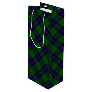 Sacola Para Vinho Xadrez azul-tartan armstrong e verde