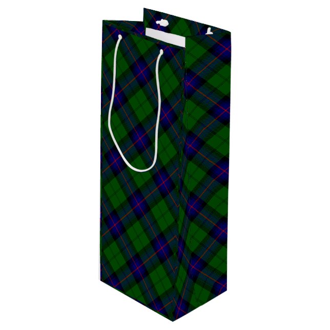 Sacola Para Vinho Xadrez azul-tartan armstrong e verde (Frente inclinada)