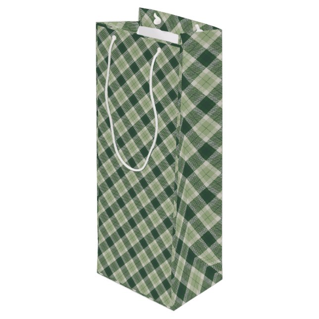 Sacola Para Vinho Xadrez verde da floresta (Verso inclinado)
