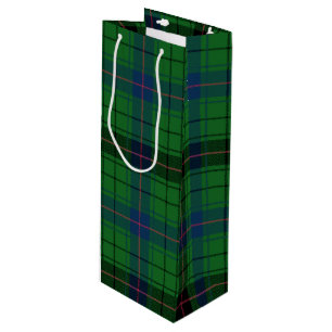 Sacola Para Vinho Xadrez Verde de Natal Tartan Clan Davidson