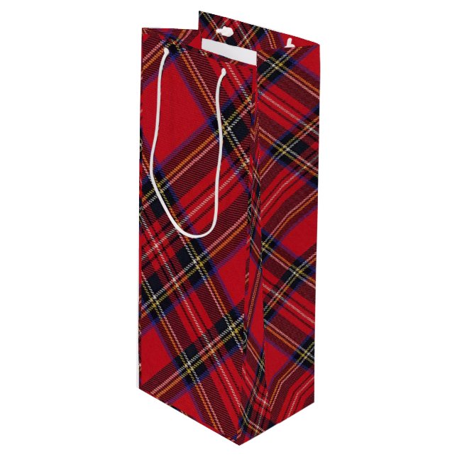 Sacola Para Vinho Xadrez vermelha de Stewart tartan (Frente inclinada)