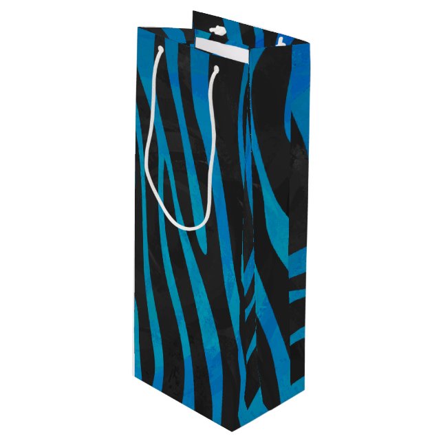Sacola Para Vinho Zebra Black e Blue Impressão (Frente inclinada)