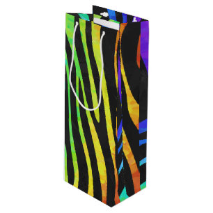 Sacola Para Vinho Zebra Black e Rainbow Impressão