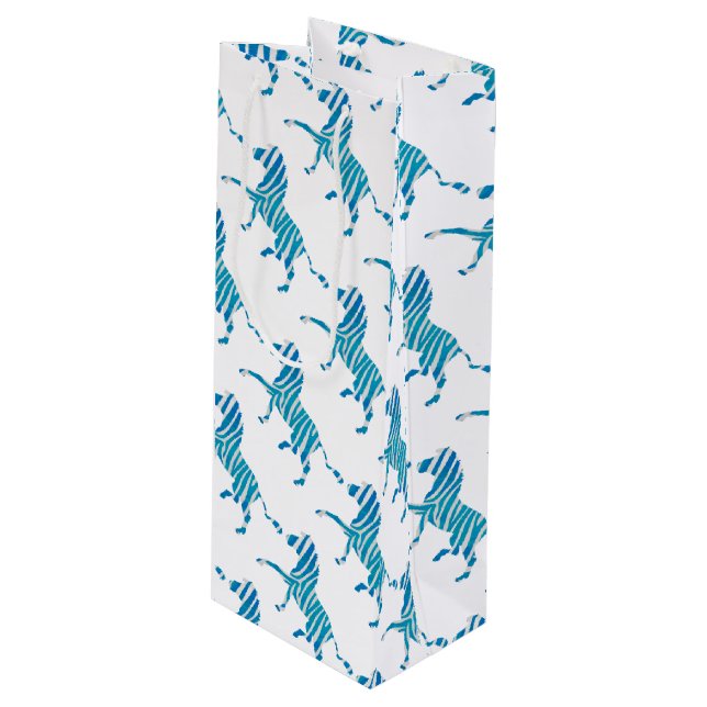 Sacola Para Vinho Zebra Blue e White Silhouette (Frente inclinada)