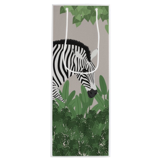 Sacola Para Vinho Zebra entre Folhas (Frente)