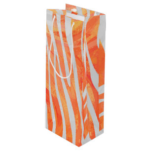 Sacola Para Vinho Zebra Orange e Impressão branca