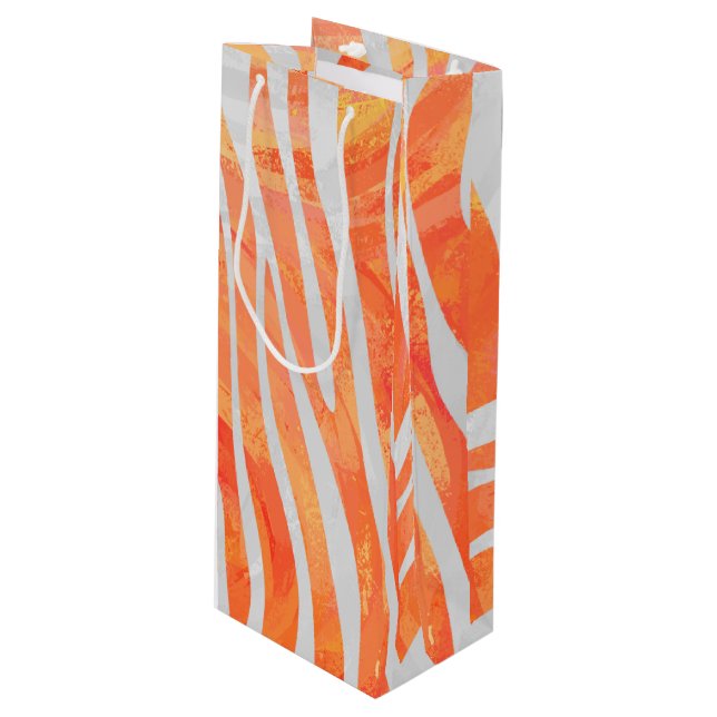 Sacola Para Vinho Zebra Orange e Impressão branca (Frente inclinada)