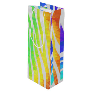 Sacola Para Vinho Zebra Rainbow e White Impressão