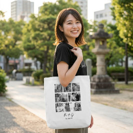 Sacola Tote com Colagem Personalizada de 8 Fotos