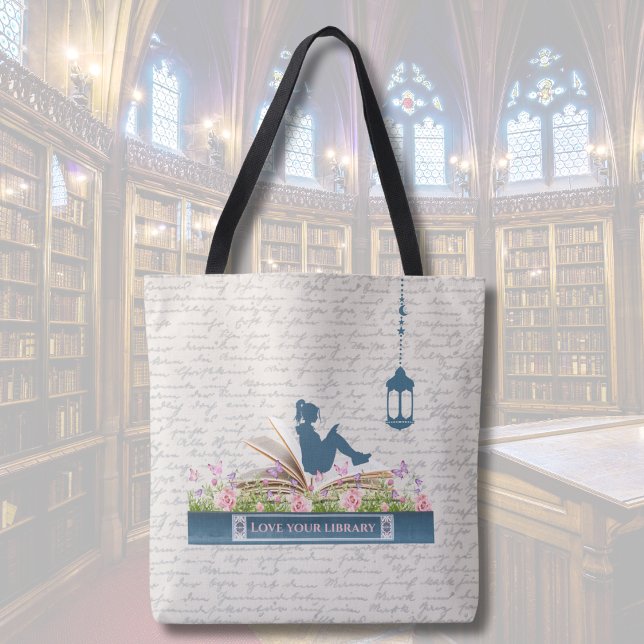 Sacola Tote de Fãs do Livro Azul Turquesa (Customizable Book Lovers Escape Tote Bag)