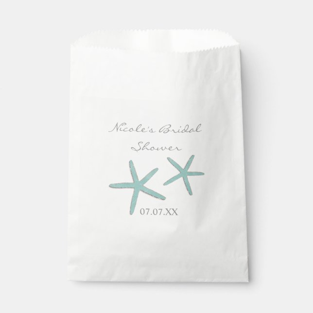 Sacolas de Favor de Chuveiro de Noiva Praia Estrel (Frente)