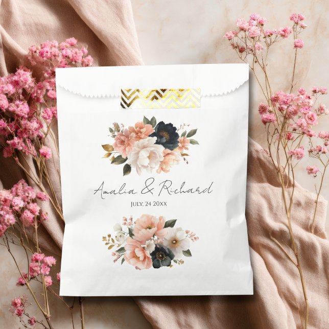 Sacolas de Favor Floral Personalizáveis para Casam (Criador carregado)