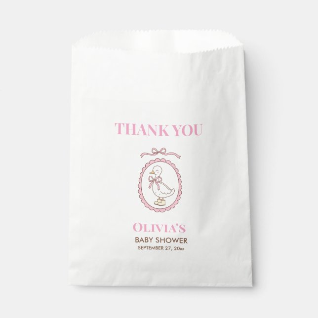 Sacolas de Favor para Chá de Bebê Pink Goose | Per (Frente)