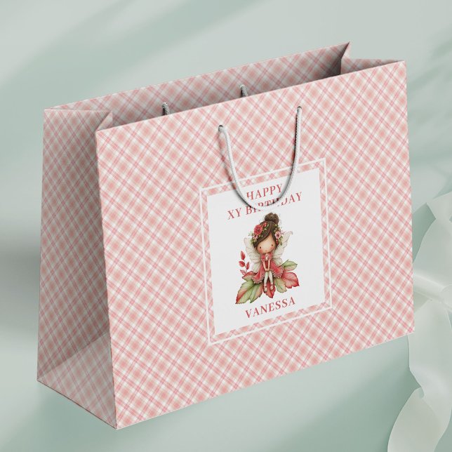 Sacolas de Presente de Aniversário Floral Rosa Men (Serene Fairy Girl Blush Floral Birthday Gift Bags

)