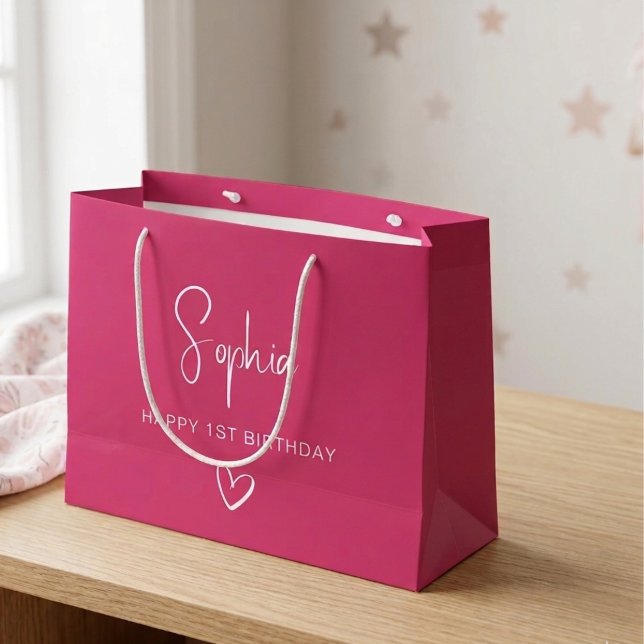 Sacolas de Presente de Aniversário Rosa Personaliz (Criador carregado)