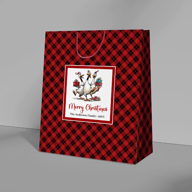 Sacolas de Presente de Natal com Gansos Tolas e Al (Christmas Silly Geese Playful Whimsy Gift Bags)