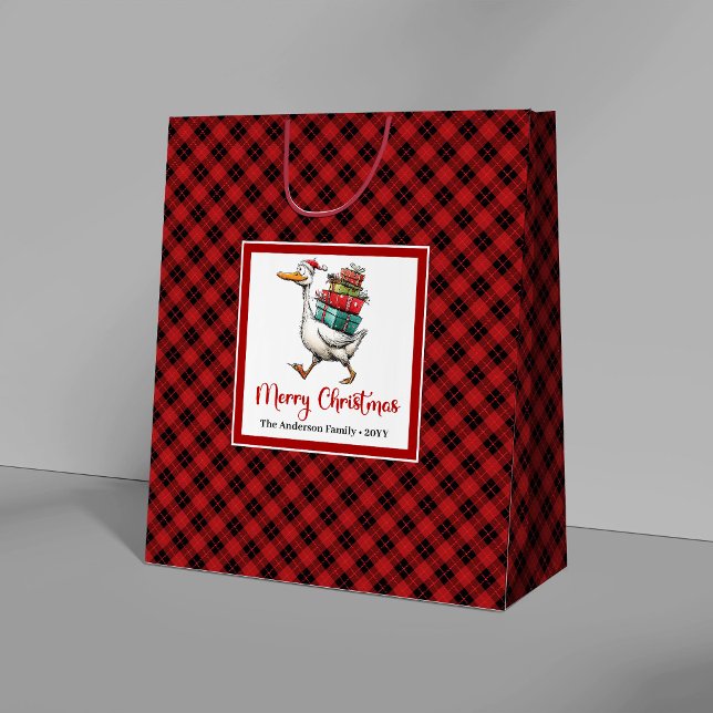 Sacolas de Presente Divertidas de Natal com Ganso  (Christmas Funny Goose Minimalist Whimsy Gift Bags)