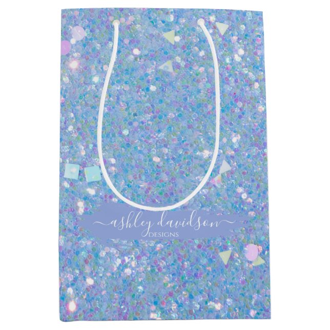 Sacolas de Presente Glitter Azul Pervinca Capricho (Frente)