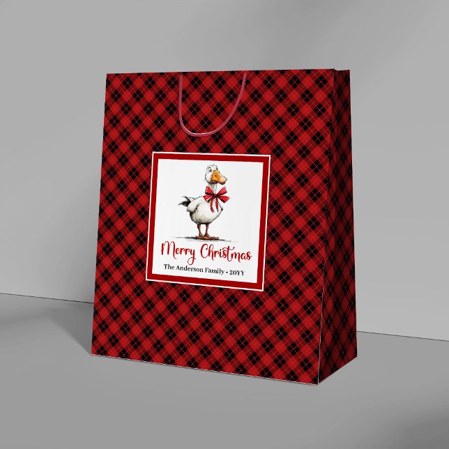 Sacolas de Presente Mínimas Alegres de Natal Ganso (Christmas Playful Goose Whimsy Minimal Gift Bags)