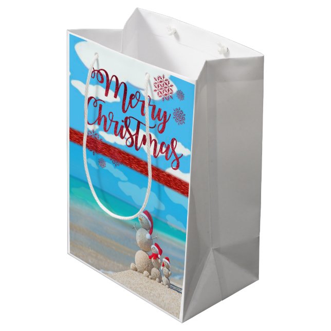 Sacolas de Presentes de Natal Feliz (Verso inclinado)