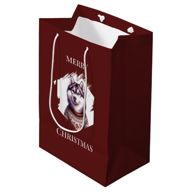 Sacolas de Presentes de Natal, Husky Holiday (Frente inclinada)