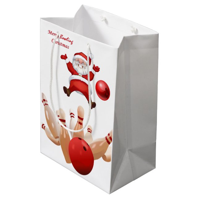Sacolas de Presentes de Natal Santa Boliche (Verso inclinado)