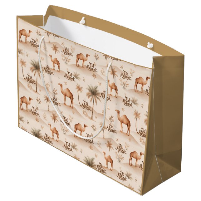Sacolas de Presentes Islâmicas | Eid Mubarak Camel (Verso inclinado)