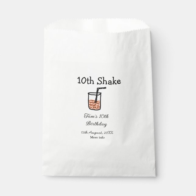 Sacolinha 10th Shake 10th feliz aniversário, milkshake scrib (Frente)