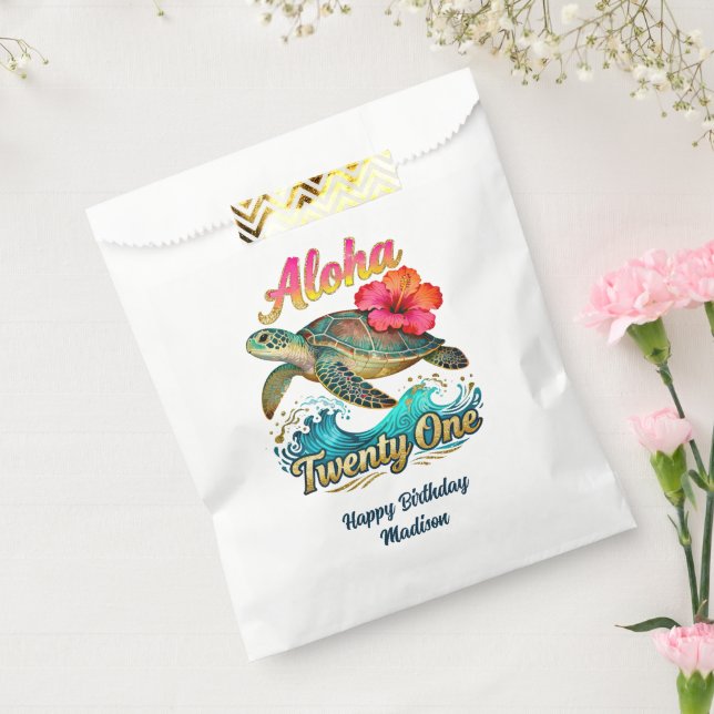 Sacolinha  21st Birthday Personalized Tropical Sea Turtle  (Selado)