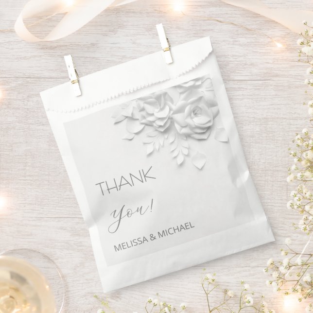 Sacolinha 3D Paper Cut Roses Wedding Thank You (Cortado)