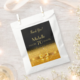 Sacolinha 70 festa de aniversário arco preto dourado nome el