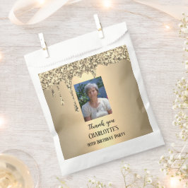 Sacolinha 90º Festa de Aniversário Elegante Dourada