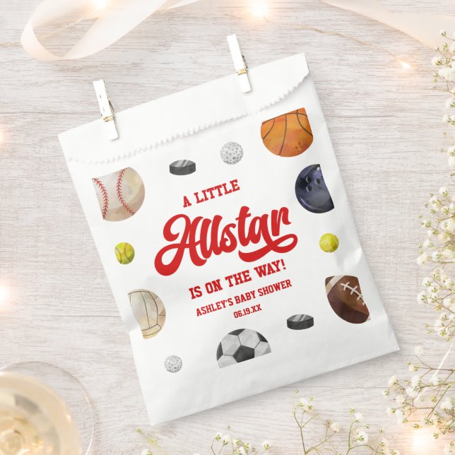 Sacolinha A Little Allstar Is On The Way! Sports Baby Shower (Cortado)