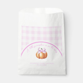 Sacolinha Abóbora com arco rosa no chá de fraldas da gaiola