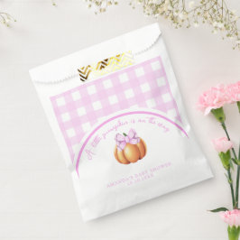 Sacolinha Abóbora com laço rosa em gaiola baby shower