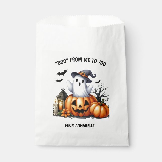 Sacolinha Abóbora Fantasma Boo Halloween (Frente)