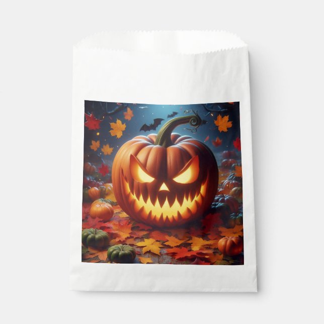 Sacolinha abóbora/Halloween/morcego assustador (Frente)