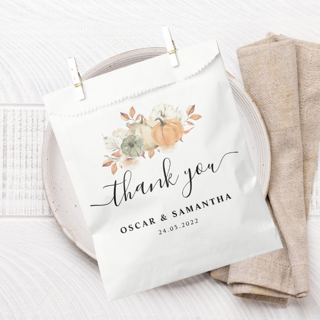 Sacolinha Abóboras e Flores em Aquarela de Outono (Criador carregado)