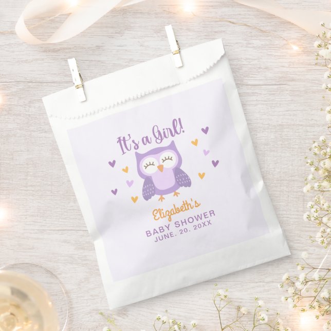 Sacolinha Adorable Owl Baby Shower Girl (Cortado)