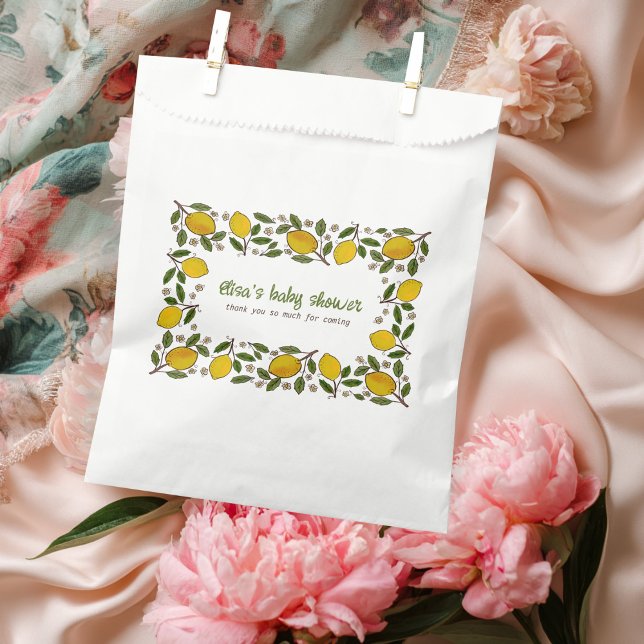 Sacolinha Adorável CHÁ DE FRALDAS Russo PERSONALIZADO de Lem (Lovely Lemons Rustic CUSTOM BABY SHOWER Favor Bag
)