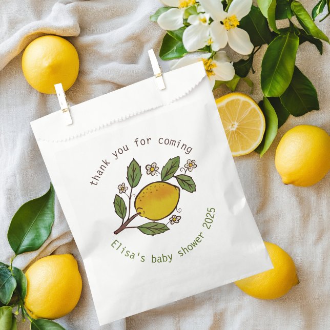 Sacolinha Adorável CHÁ DE FRALDAS Russo PERSONALIZADO de Lem (Lovely Lemons Rustic CUSTOM BABY SHOWER Favor Bag
)