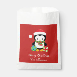 Sacolinha Adorável Pinguim Feliz Natal