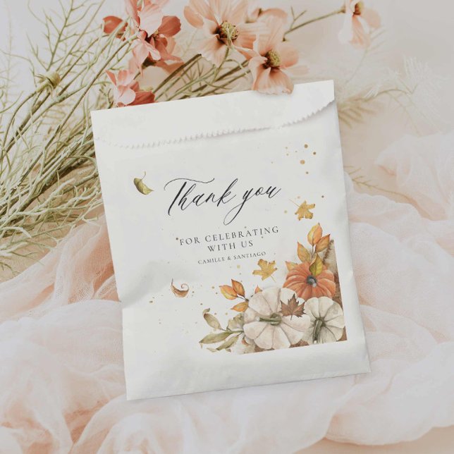 Sacolinha Agradecimento de casamento de outono rústico (Elegant Fall Wedding Thank you favor paper favor bag)