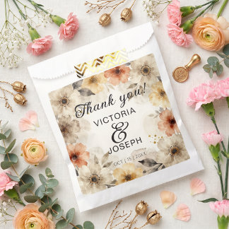 Sacolinha Agradecimento de Casamento Floral em Aquarela Outo