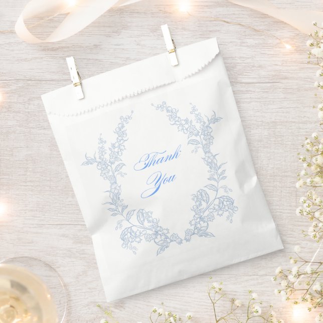 Sacolinha Agradecimento Floral Azul (Cortado)