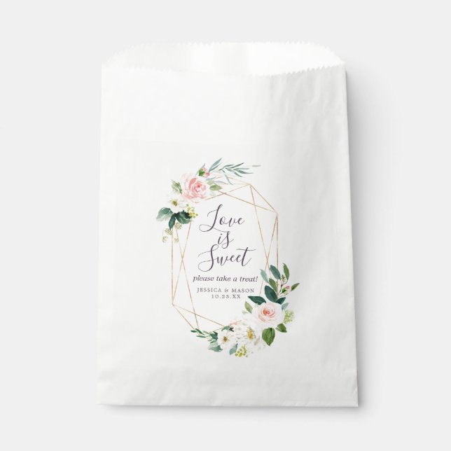 Sacolinha Airy Blush Wedding Favor Bag Love é doce (Frente)