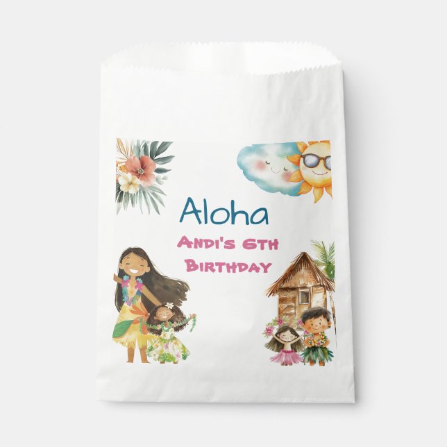 Sacolinha Aloha Luau Kids Birthday  (Frente)
