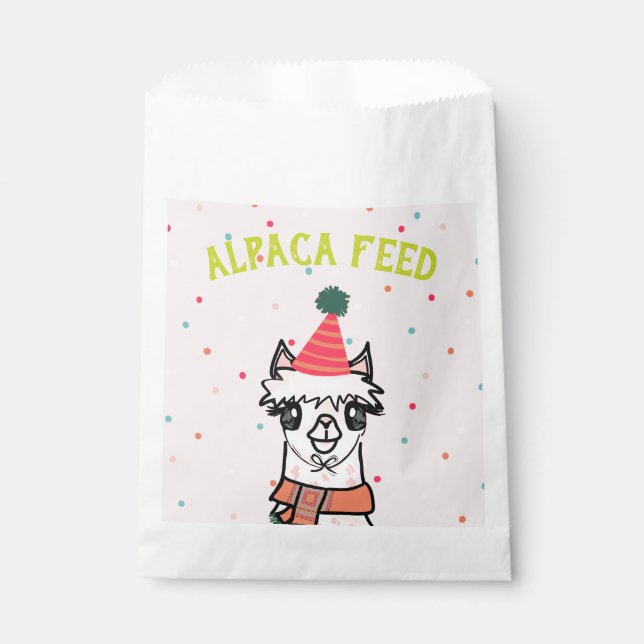 Sacolinha Alpaca Feed Cactus Fiesta Birthday (Frente)