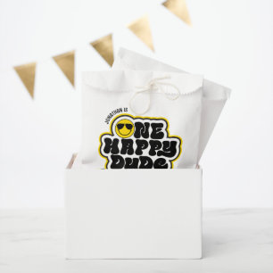 Sacolinha Amarelo Preto Retro Um Cara Feliz Aniversário de 1